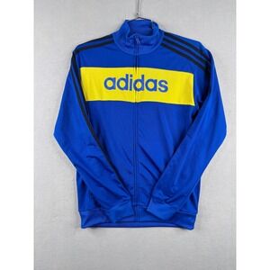 Adidas Mens Track Jacket Blue Yellow Full Zip Soccer Sportswear Small 335